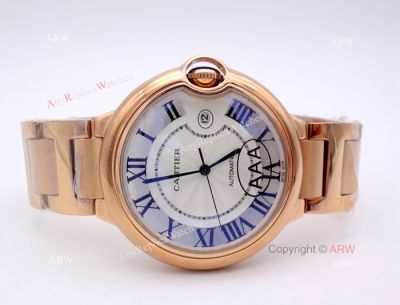 Cartier Ballon Bleu Replica Watch Rose Gold Silver Face 42mm Mens Watch